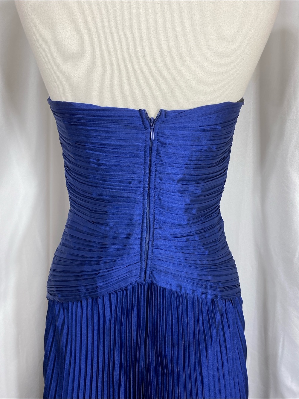 Lulus Elkay Navy Blue Pleated Satin Drop Waist Maxi Dress Size M NWT - Picture 9 of 16
